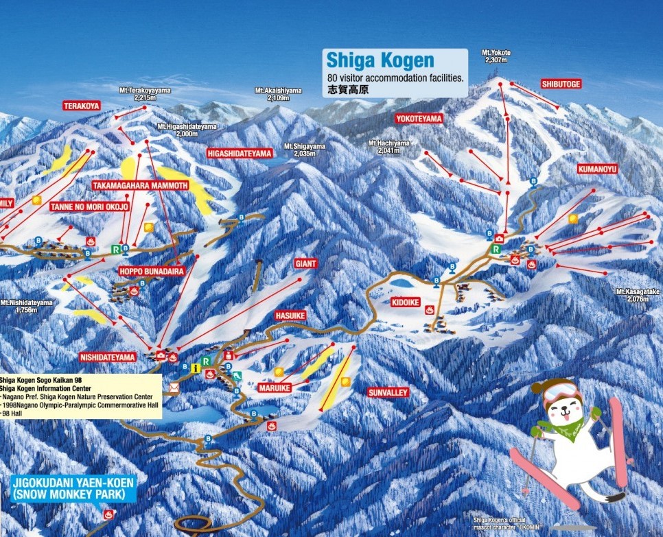 Shiga kogen ski resort map